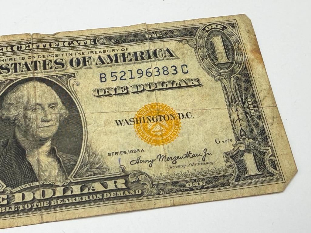 1935-A U.S. $1 SILVER CERTIFICATE WITH YELLOW SEAL WWII NOTE FOR U.S. TROOPS IN NORTH AFRICA - 5