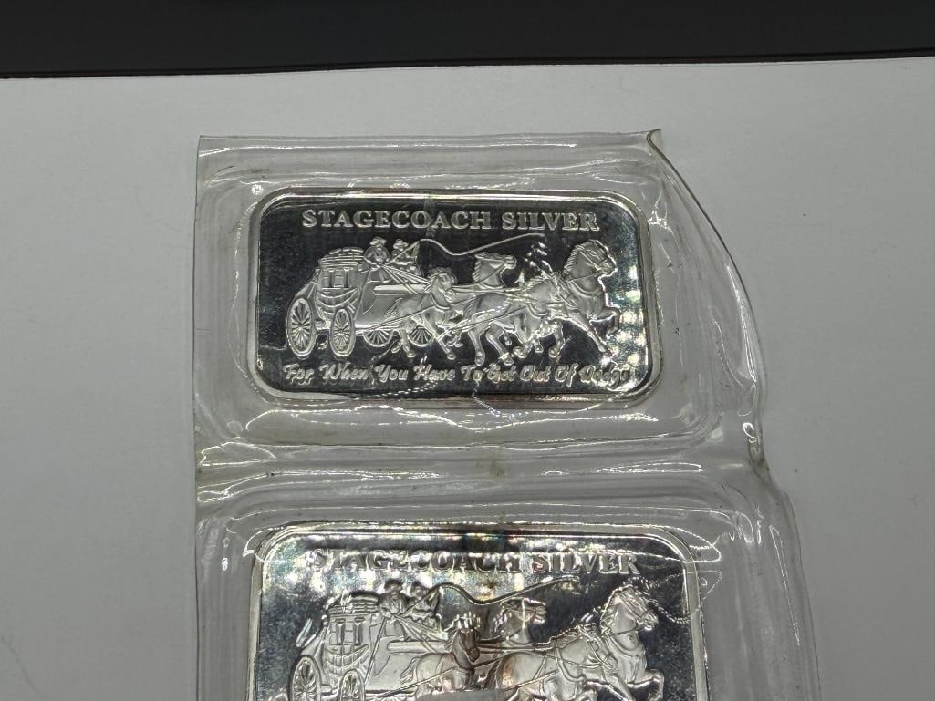 FIVE .999 FINE SILVER STAGECOACH SILVER "FOR WHEN YOU HAVE TO GET OUT OF DODGE" FRACTIONAL BARS - 3
