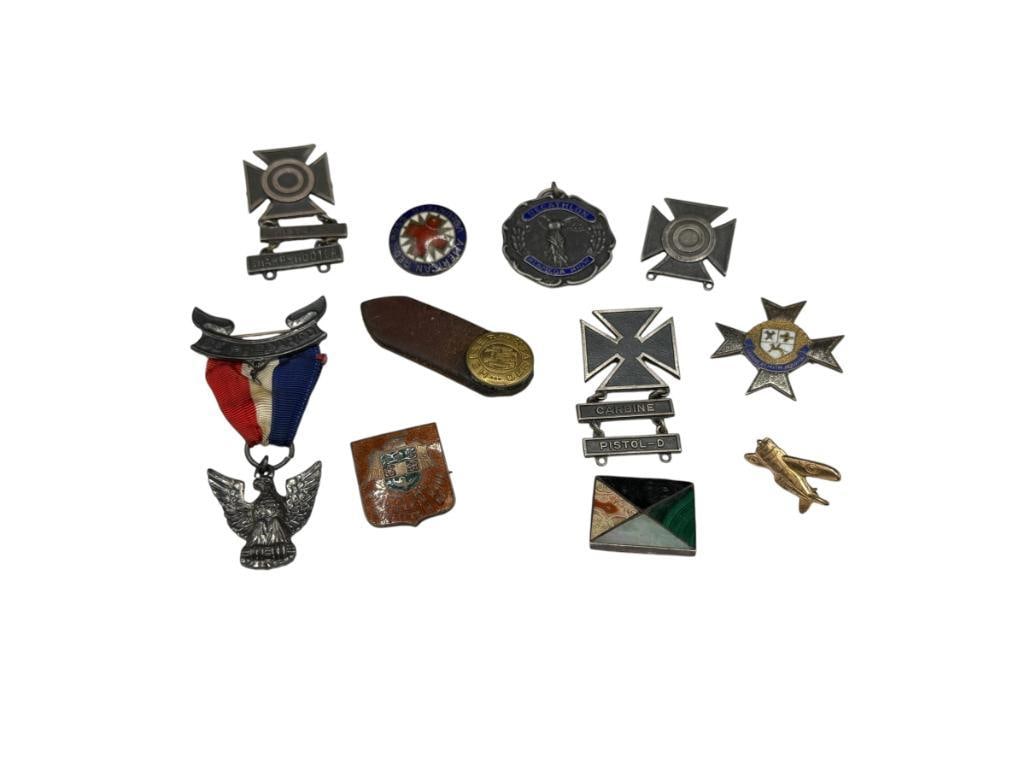 ASSORTED MILITARY MEDALS, BADGES, AND MORE INCLUDING SOME STERLING (1 of 10)