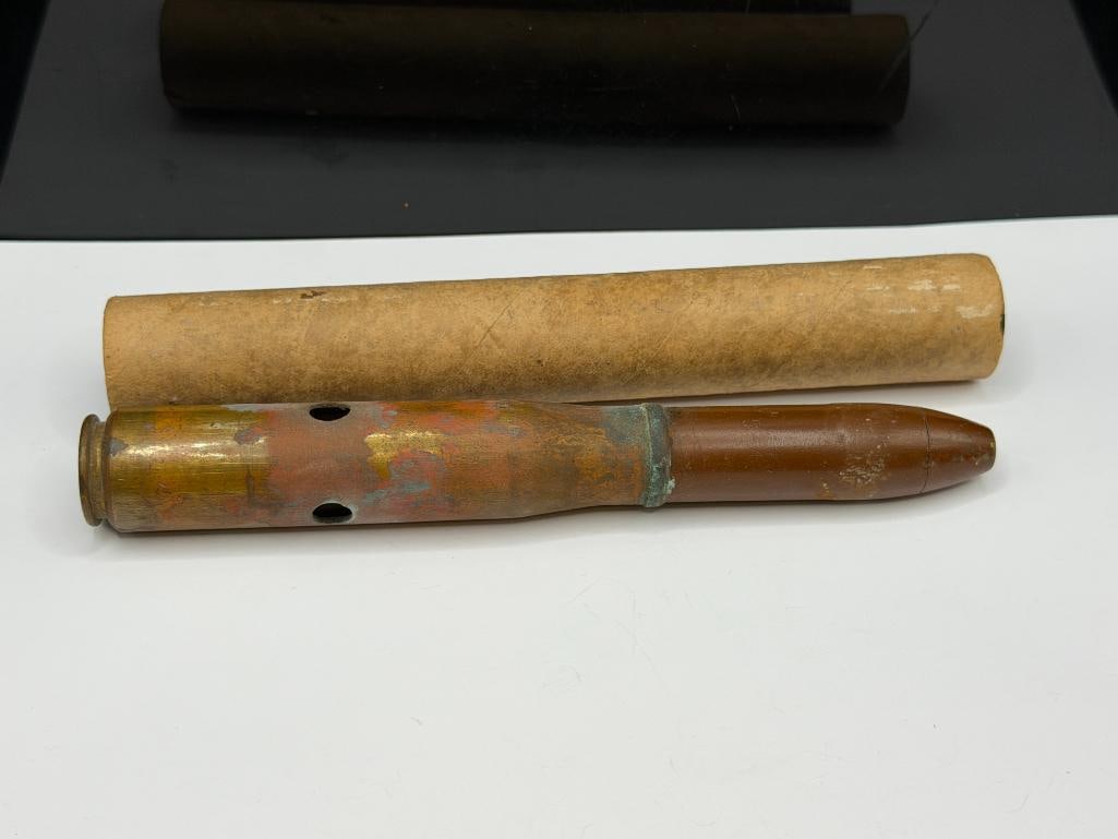 WWII TRENCH ART 1944 209MM MK 4 SHELL WITH DRILLE DHOLES - 2