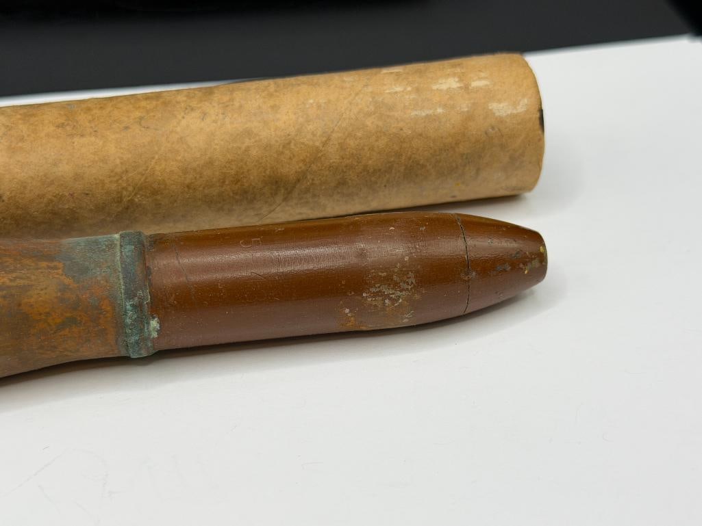WWII TRENCH ART 1944 209MM MK 4 SHELL WITH DRILLE DHOLES - 3