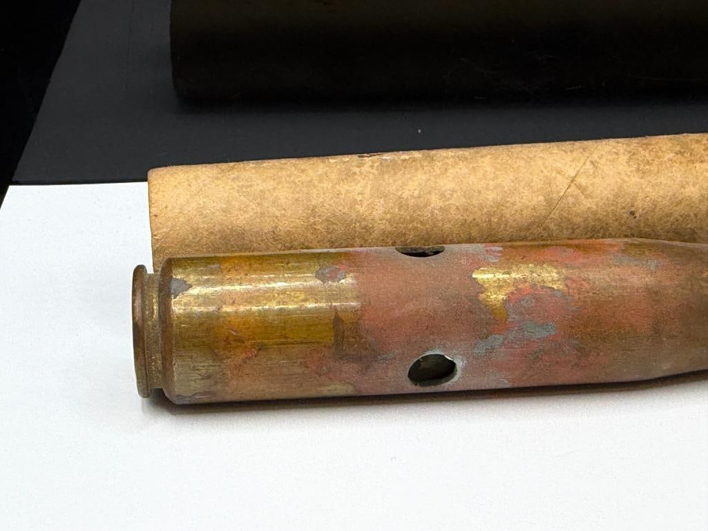 WWII TRENCH ART 1944 209MM MK 4 SHELL WITH DRILLE DHOLES - 4