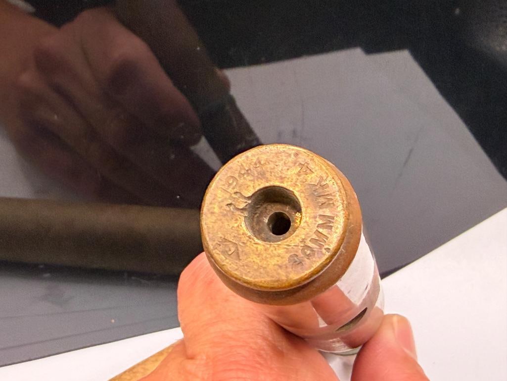 WWII TRENCH ART 1944 209MM MK 4 SHELL WITH DRILLE DHOLES - 5