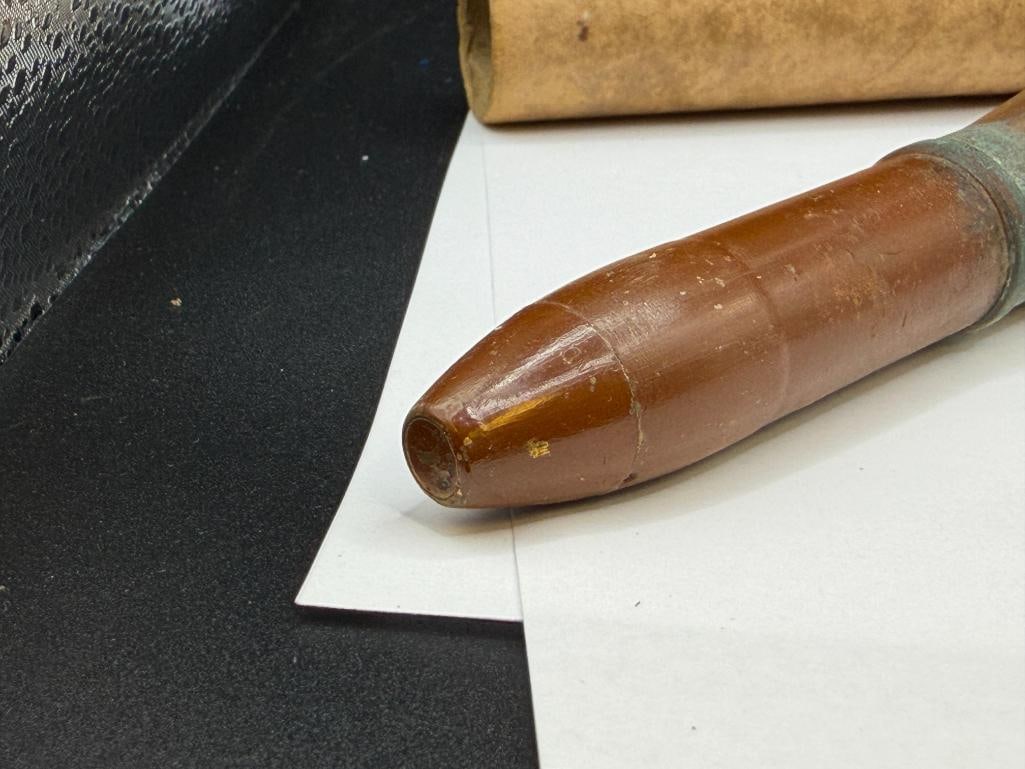WWII TRENCH ART 1944 209MM MK 4 SHELL WITH DRILLE DHOLES - 6
