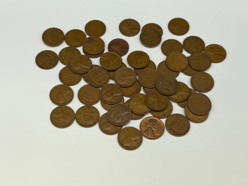 53 U.S. WHEAT CENTS FEATURING VARIOUS DATES AND MINT MARKS DATING BACK TO THE TEENS - 2