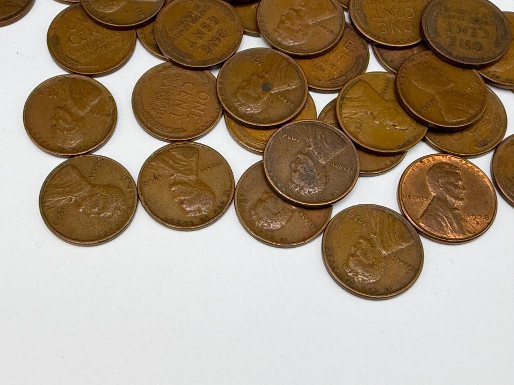 53 U.S. WHEAT CENTS FEATURING VARIOUS DATES AND MINT MARKS DATING BACK TO THE TEENS - 3