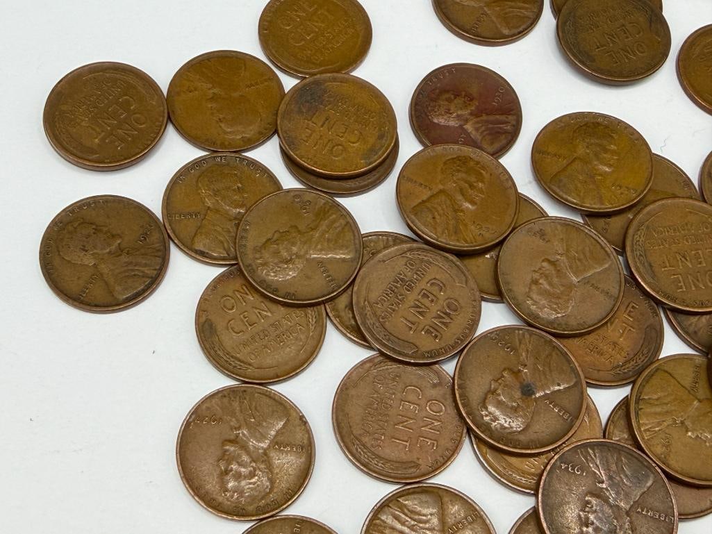 53 U.S. WHEAT CENTS FEATURING VARIOUS DATES AND MINT MARKS DATING BACK TO THE TEENS - 4