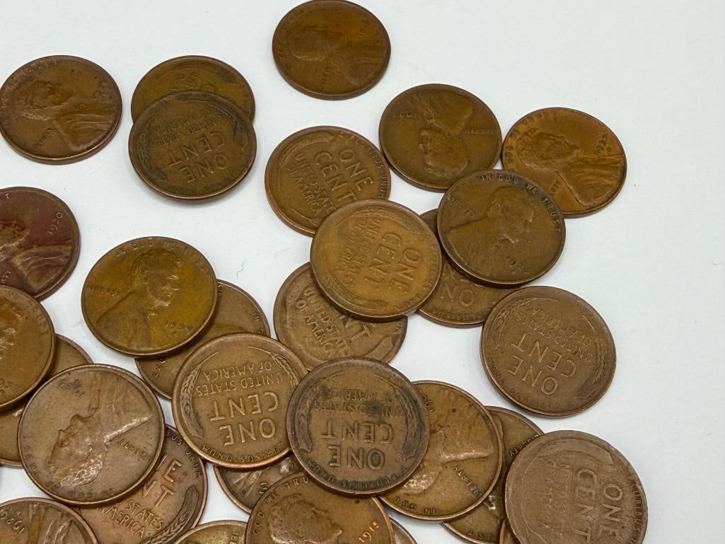 53 U.S. WHEAT CENTS FEATURING VARIOUS DATES AND MINT MARKS DATING BACK TO THE TEENS - 6