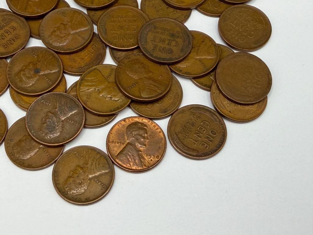 53 U.S. WHEAT CENTS FEATURING VARIOUS DATES AND MINT MARKS DATING BACK TO THE TEENS - 7