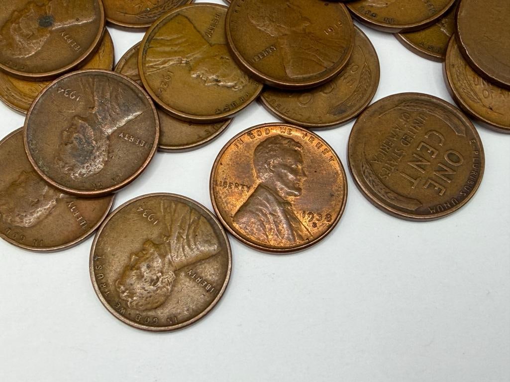 53 U.S. WHEAT CENTS FEATURING VARIOUS DATES AND MINT MARKS DATING BACK TO THE TEENS - 8