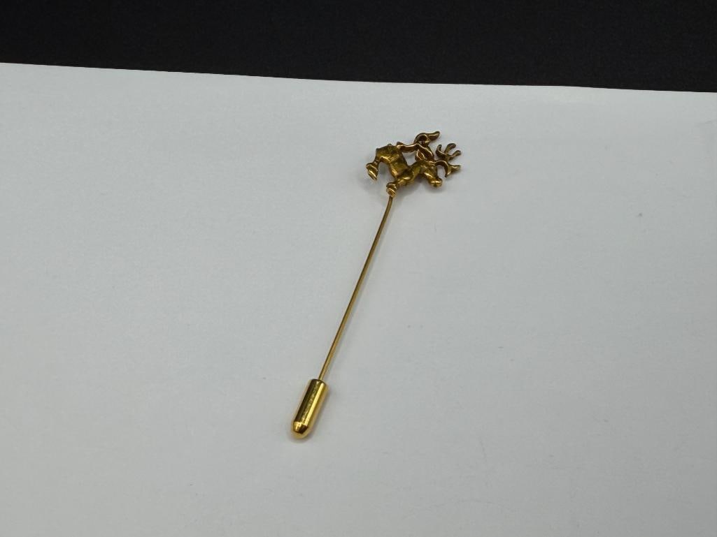 14K YELLOW GOLD REINDEEER STICK PIN - 3