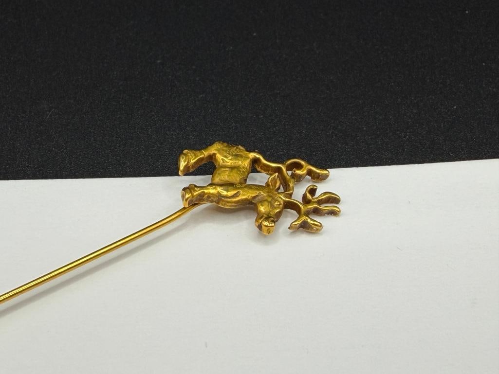14K YELLOW GOLD REINDEEER STICK PIN - 4