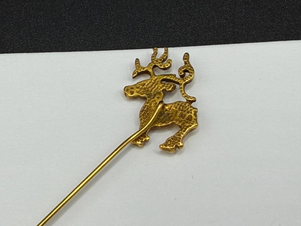 14K YELLOW GOLD REINDEEER STICK PIN - 5