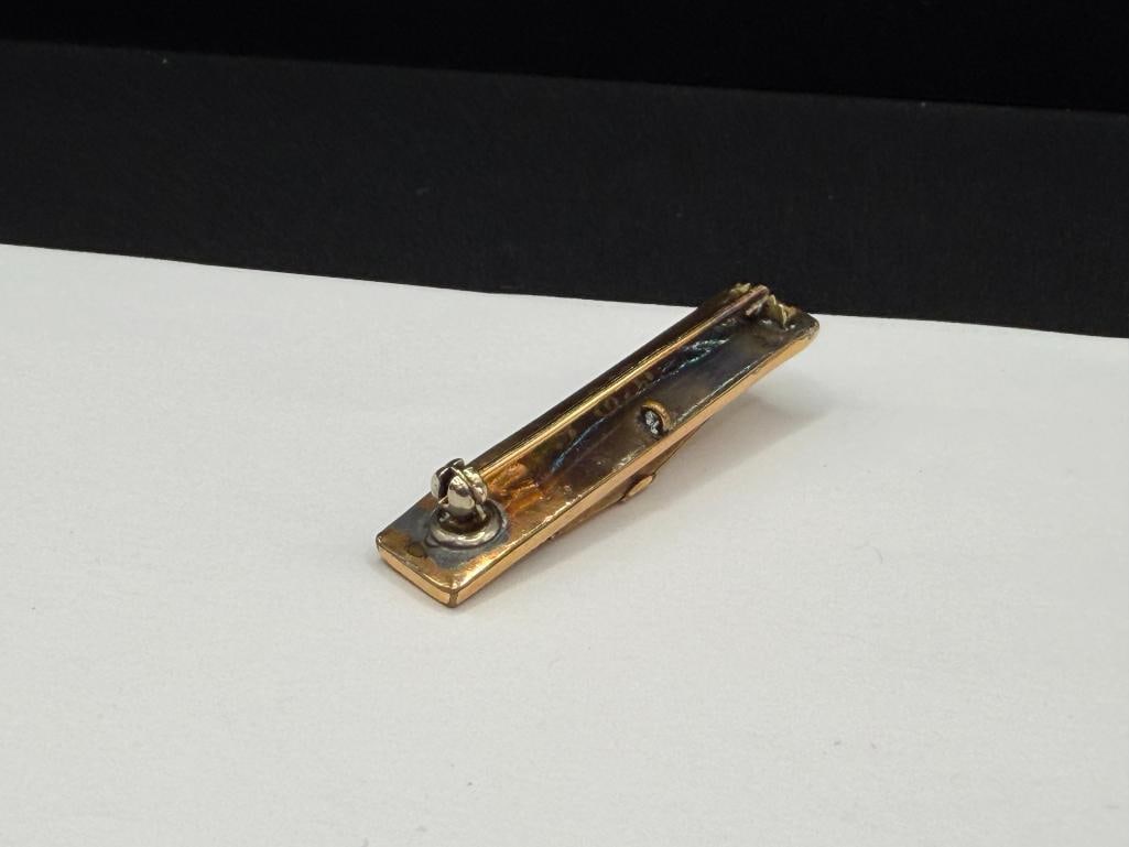 ANTIQUE VICTORIAN GOLD FILLED ENAMELED BROOCH BREAST PIN - 5