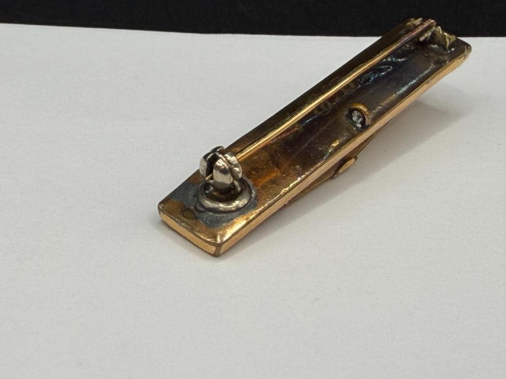 ANTIQUE VICTORIAN GOLD FILLED ENAMELED BROOCH BREAST PIN - 6