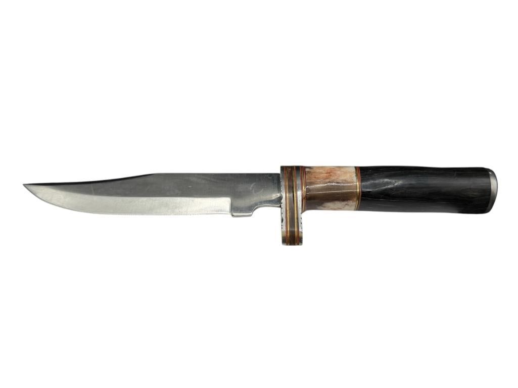 CUSTOM MADE FIXED BLADE KNIFE FEATURING EBONY WOOD AND BONE HANDLE WITH CLIP-POINT BLADE (1 of 8)