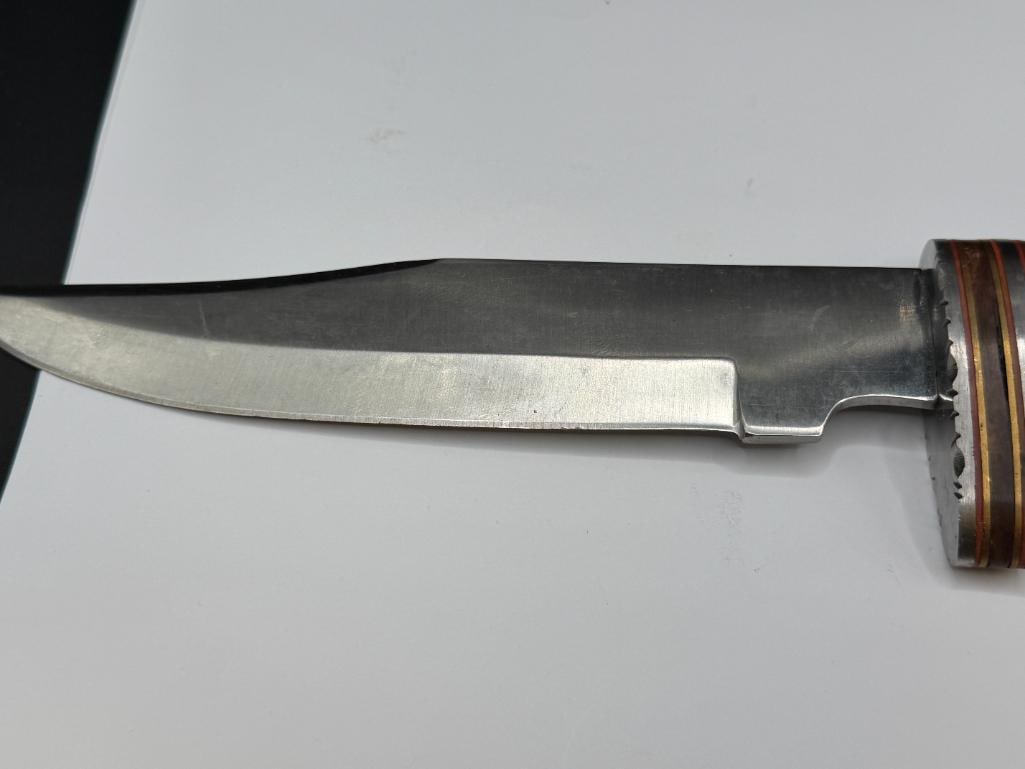CUSTOM MADE FIXED BLADE KNIFE FEATURING EBONY WOOD AND BONE HANDLE WITH CLIP-POINT BLADE - 3
