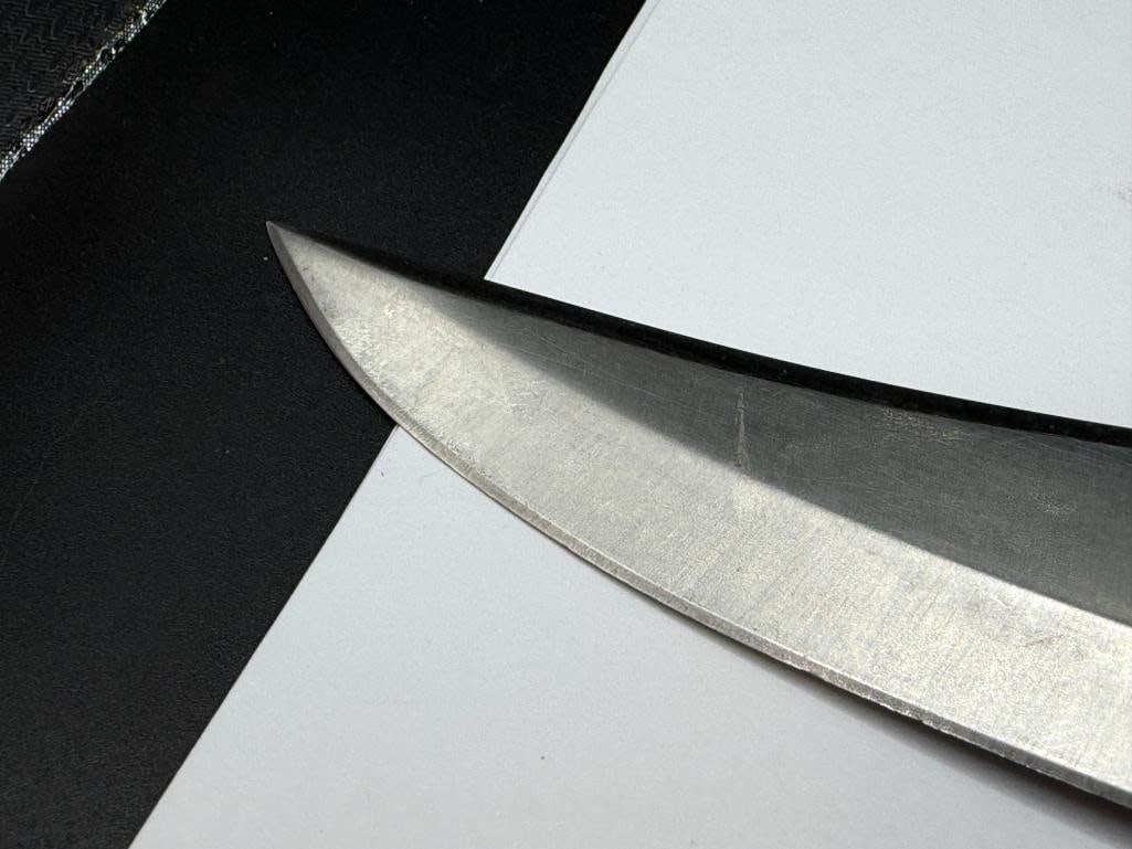 CUSTOM MADE FIXED BLADE KNIFE FEATURING EBONY WOOD AND BONE HANDLE WITH CLIP-POINT BLADE - 4