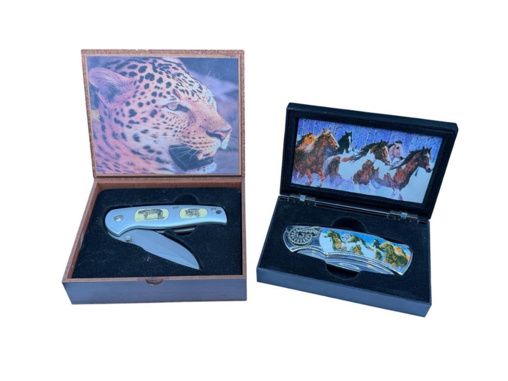TWO WILDLIFE THEMED STEEL BLADE FOLDING LOCK BACK KNIVES (1 of 11)
