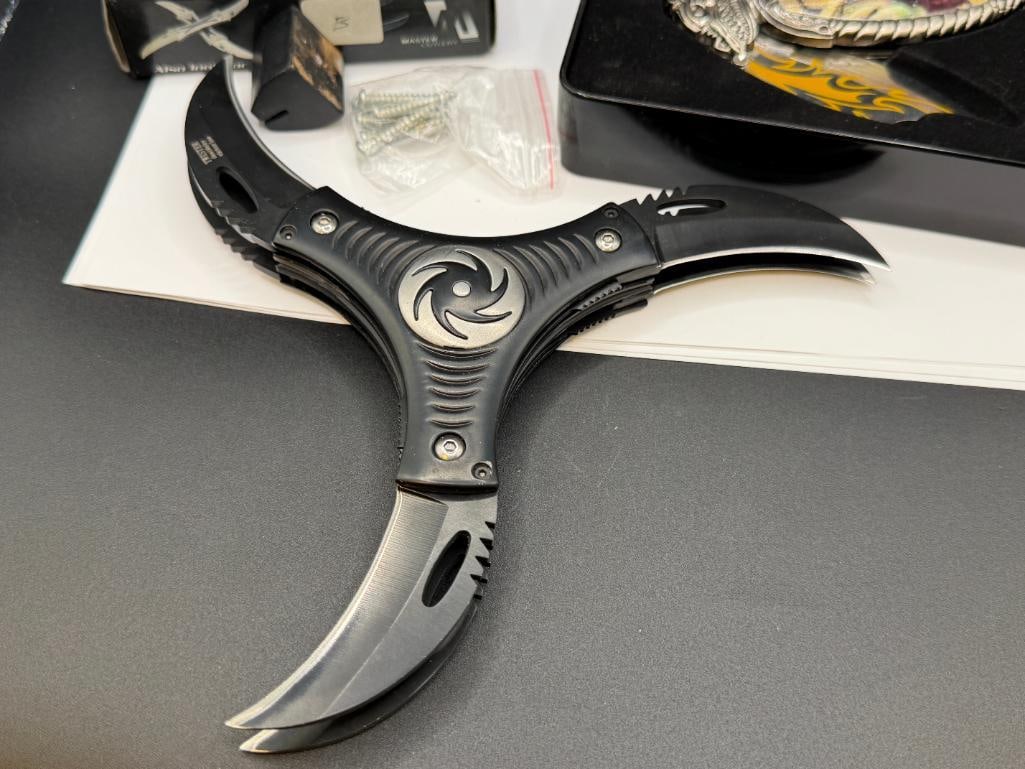 TWO UNIQUE KNIVES INCLUDING VICTOR LEE TWISTER VL-06 AND DRAGON MOTIF FOLDING LOCK BACK KNIFE - 3