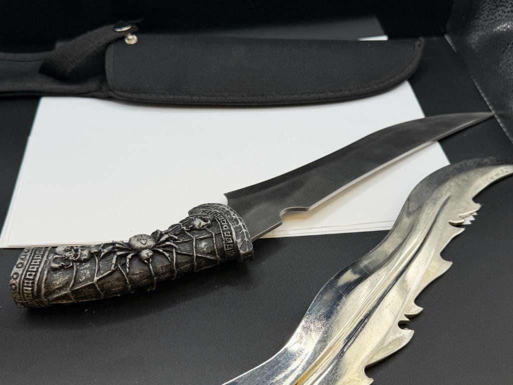 TWO FANTASY KNIVES INCLUDING FEATURING PEGASUS AND BLACK WIDOW THEMED HANDLES - 10
