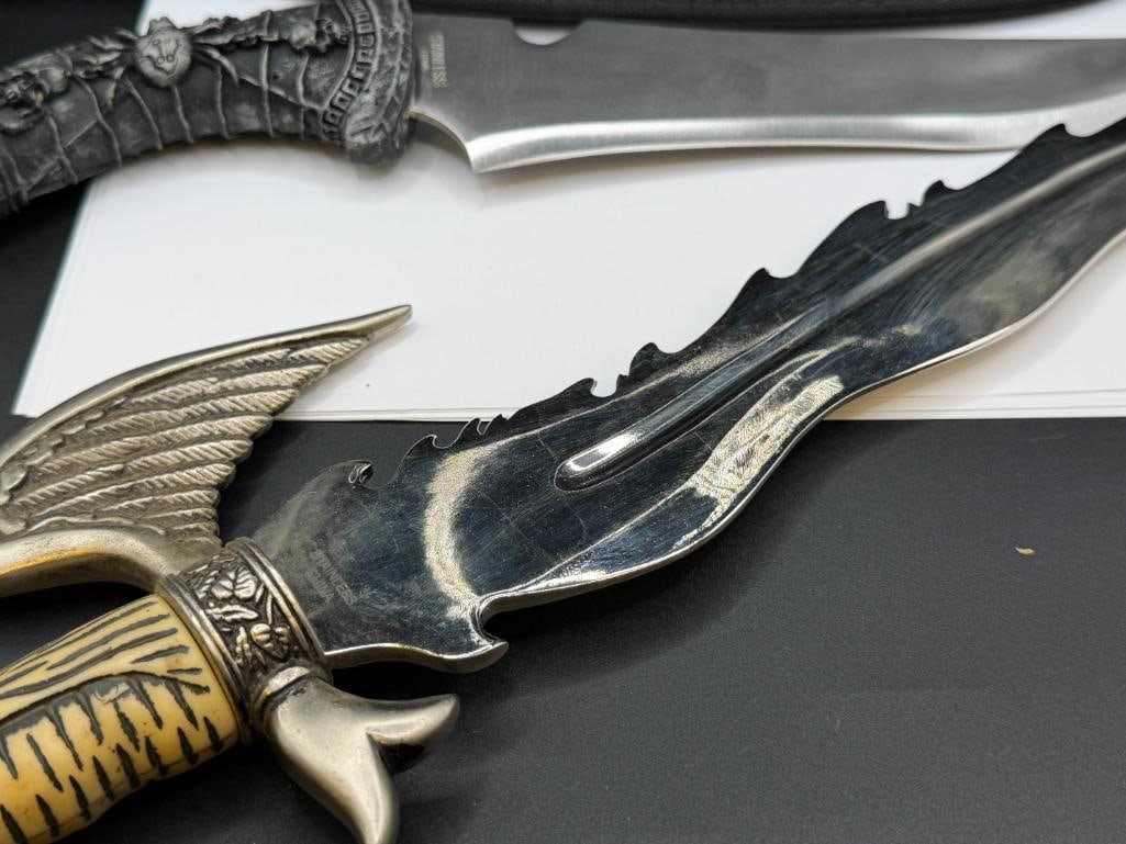 TWO FANTASY KNIVES INCLUDING FEATURING PEGASUS AND BLACK WIDOW THEMED HANDLES - 3