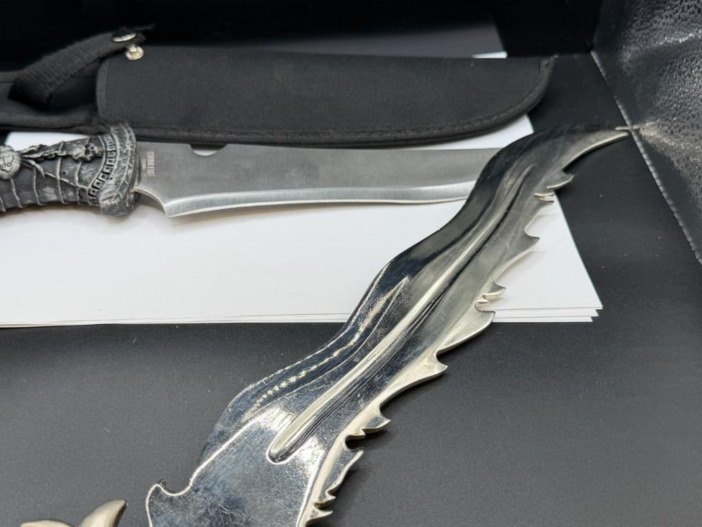 TWO FANTASY KNIVES INCLUDING FEATURING PEGASUS AND BLACK WIDOW THEMED HANDLES - 6