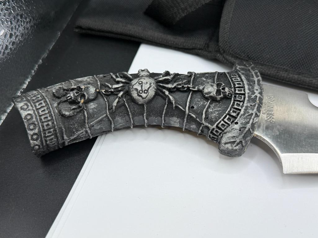 TWO FANTASY KNIVES INCLUDING FEATURING PEGASUS AND BLACK WIDOW THEMED HANDLES - 8