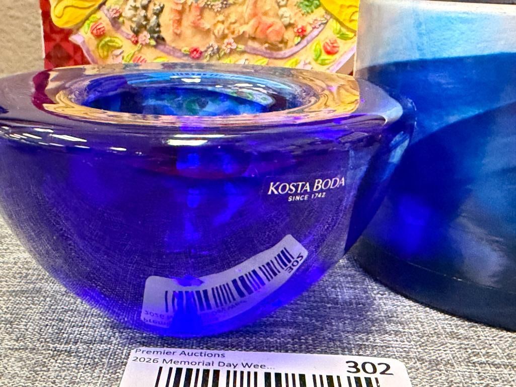 KOSTA BODA SWEDISH HAND BLOWN ART GLASS BOWL ATOLL DESIGNED BY ANNA EHRNER NO. 59727 - 6