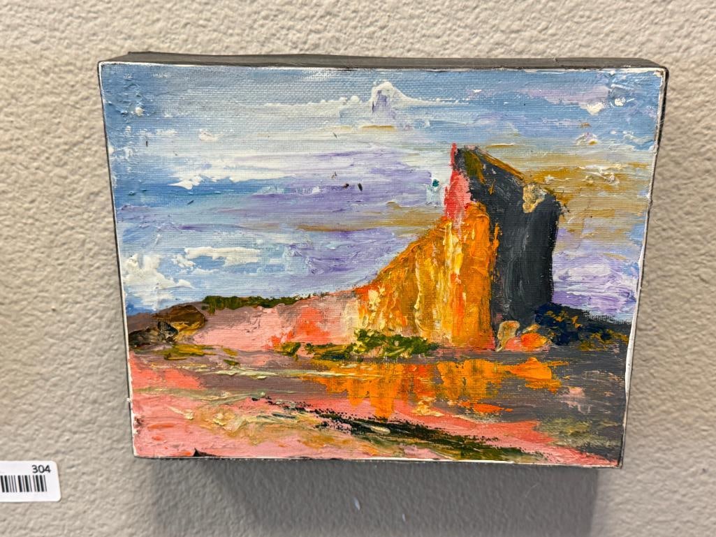 GENE STARK HEAVY ACRYLIC ON CANVAS BOARD IMPRESSIONIST WESTERN LANDSCAPE PAINTINGS DATED 2014 - 2