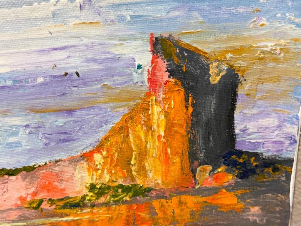 GENE STARK HEAVY ACRYLIC ON CANVAS BOARD IMPRESSIONIST WESTERN LANDSCAPE PAINTINGS DATED 2014 - 3