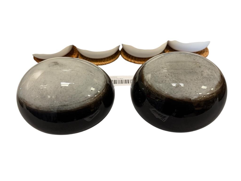 HENRY DEAN MINIMALIST HAND BLOWN ART GLASS BLACK AMETHYST EGGS (1 of 5)