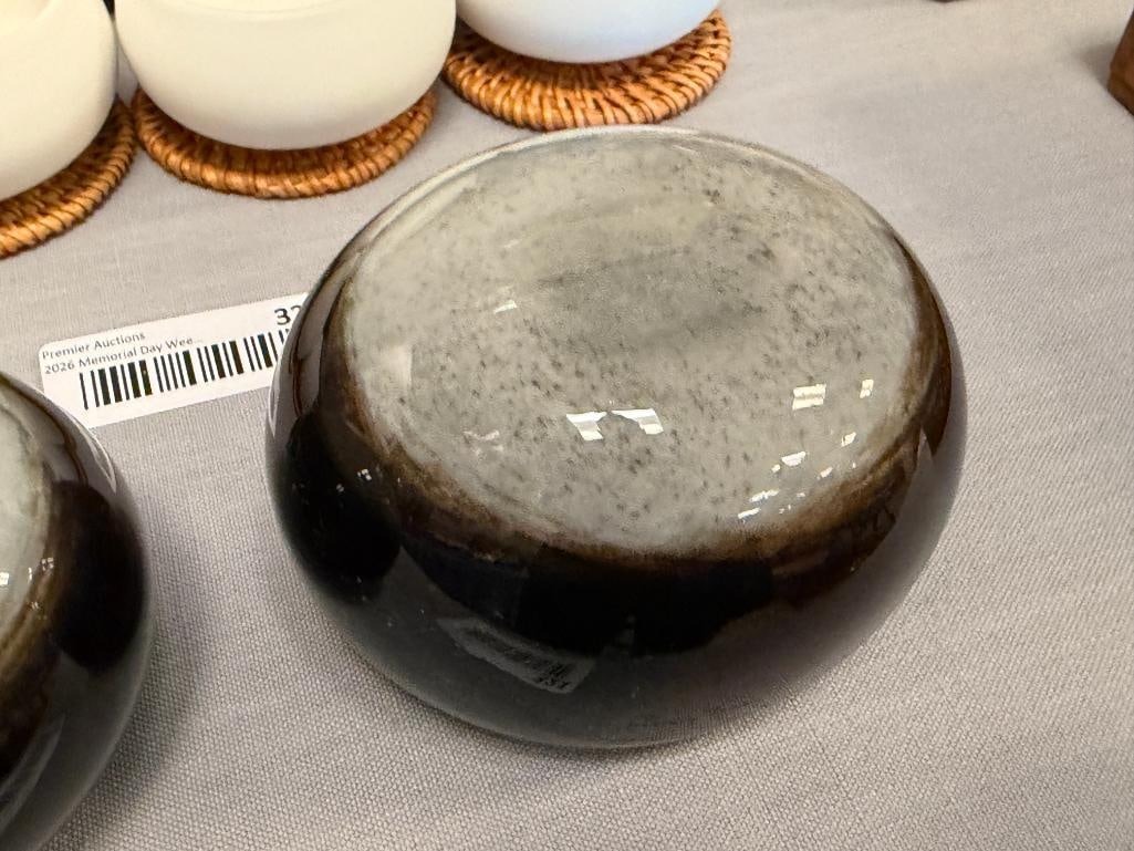 HENRY DEAN MINIMALIST HAND BLOWN ART GLASS BLACK AMETHYST EGGS - 3
