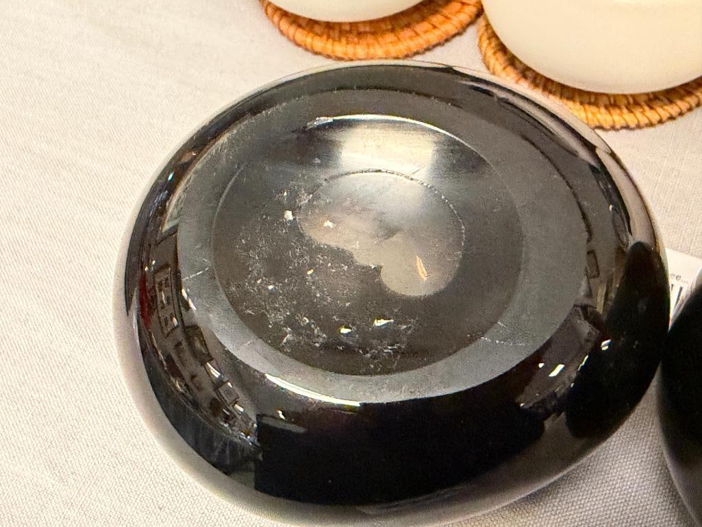 HENRY DEAN MINIMALIST HAND BLOWN ART GLASS BLACK AMETHYST EGGS - 5