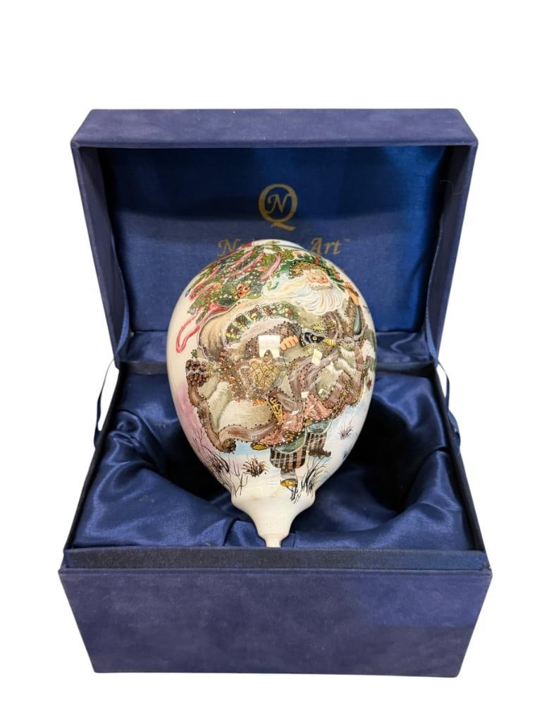 NE 'QWA LIMITED EDITION REVERSE HAND PAINTED FATHER CHRISTMAS HOLIDAY ORNAMENT (1 of 8)