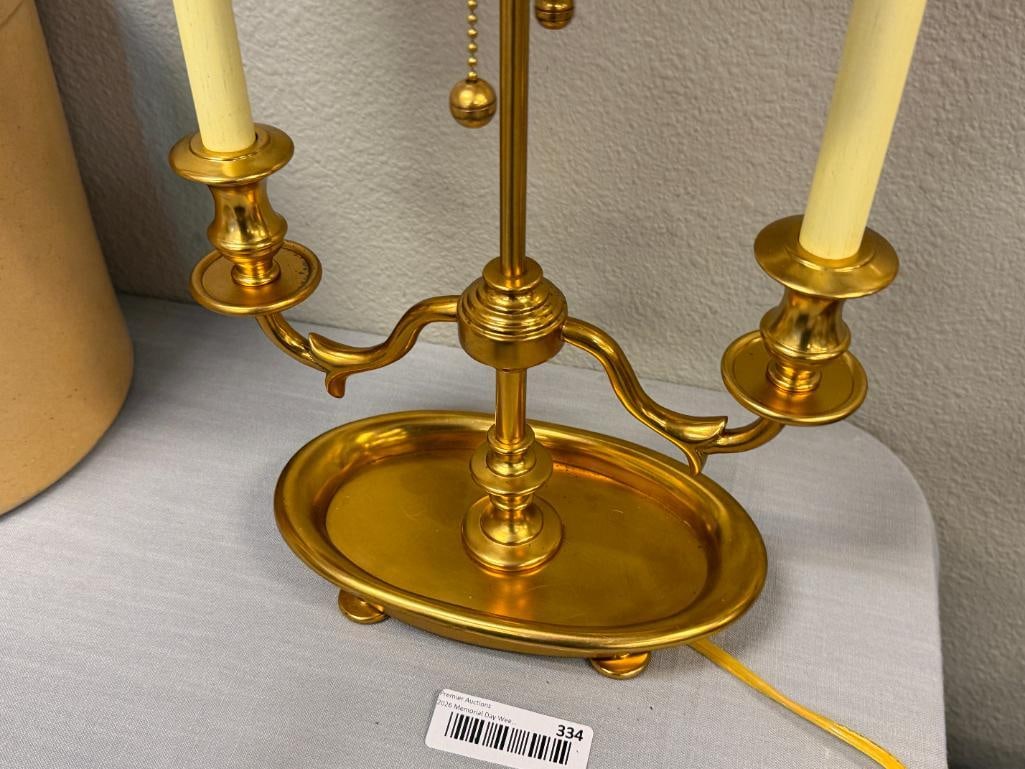 FRENCH BOUILLOTE STYLED TABLE LAMP WITH POLYCHROME FLORAL DESIGN ON THE METAL SHADE - 4