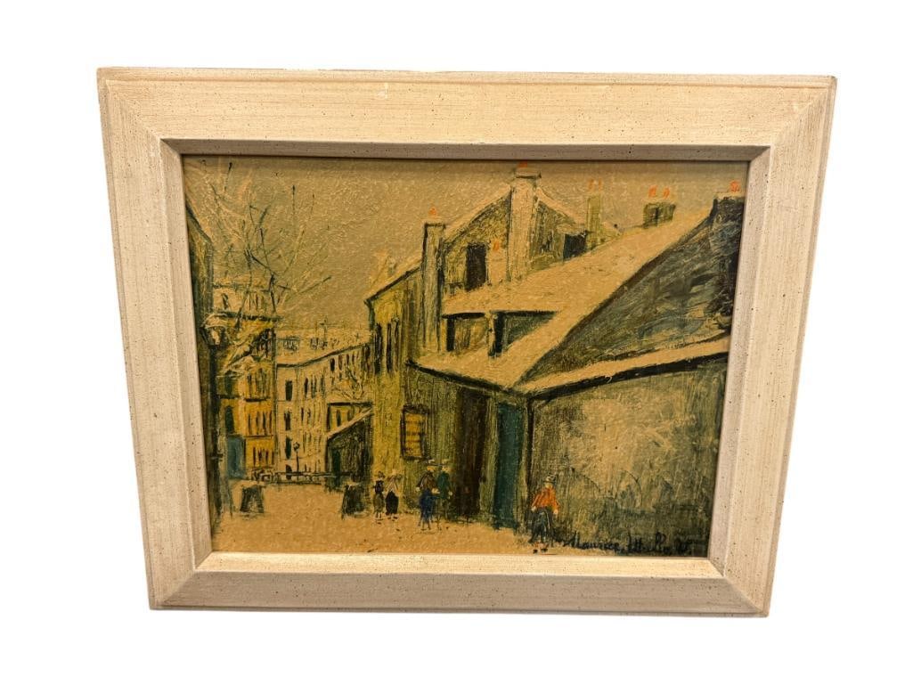MAURICE UTRILLO FENCH ARTIST PRINT ON BOARD TITLED MAISON MIMI CITYSCAPE OF MONTMARTE (1 of 6)