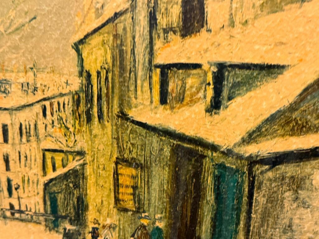 MAURICE UTRILLO FENCH ARTIST PRINT ON BOARD TITLED MAISON MIMI CITYSCAPE OF MONTMARTE - 3