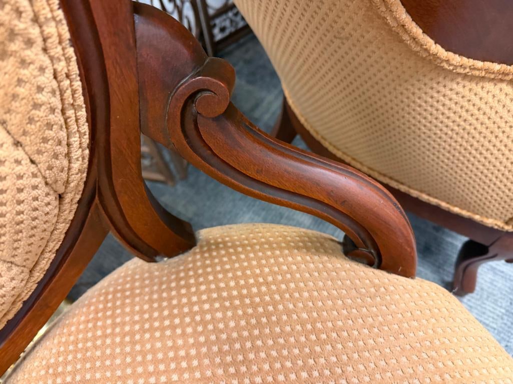 ANTIQUE VICTORIAN / EASTLAKE MEDALLION-BACK SIDE CHAIR WITH BUTTON TUFTED UPHOLSTERY - 6