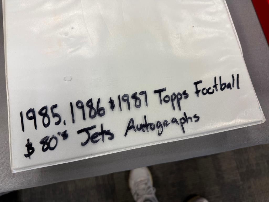 1985, 1986, 1987, TOPPS BASEBALL CARDS AND PLAYER AUTOGRAPHED PAPER CARDS FROM NY JETS PLAYERS - 3