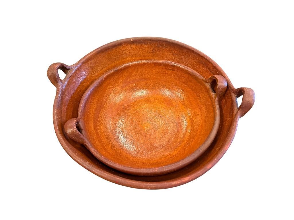 TWO HAND MADE MEXICAN TERRACOTA BOWLS / CAZUELAS (1 of 9)