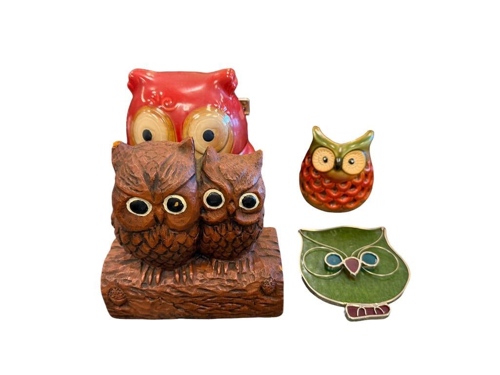 OWL DECOR AND HOMEGOODS GIBSON COVERED JAR, OWL SUN CATCHER, OWL VOTIVE HOLDER, AND WALL DECOR (1 of 12)