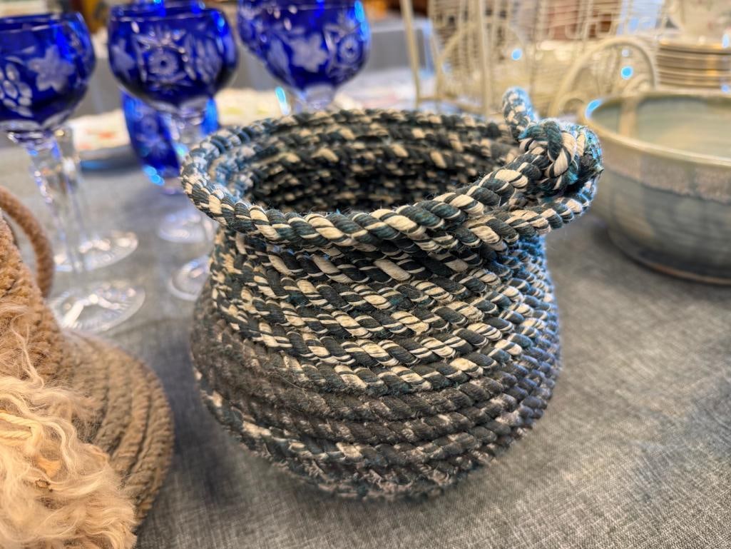 THREE VINTAGE WESTERN / COWBOY FOLK ART LASSO BASKETS - 11