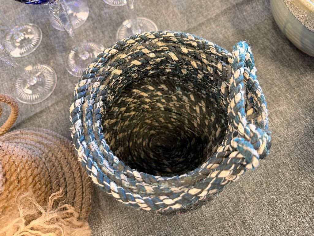 THREE VINTAGE WESTERN / COWBOY FOLK ART LASSO BASKETS - 12