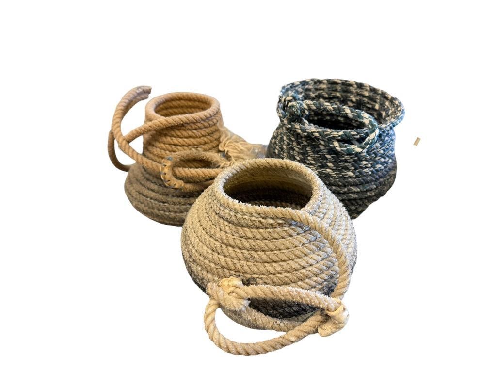 THREE VINTAGE WESTERN / COWBOY FOLK ART LASSO BASKETS (1 of 13)