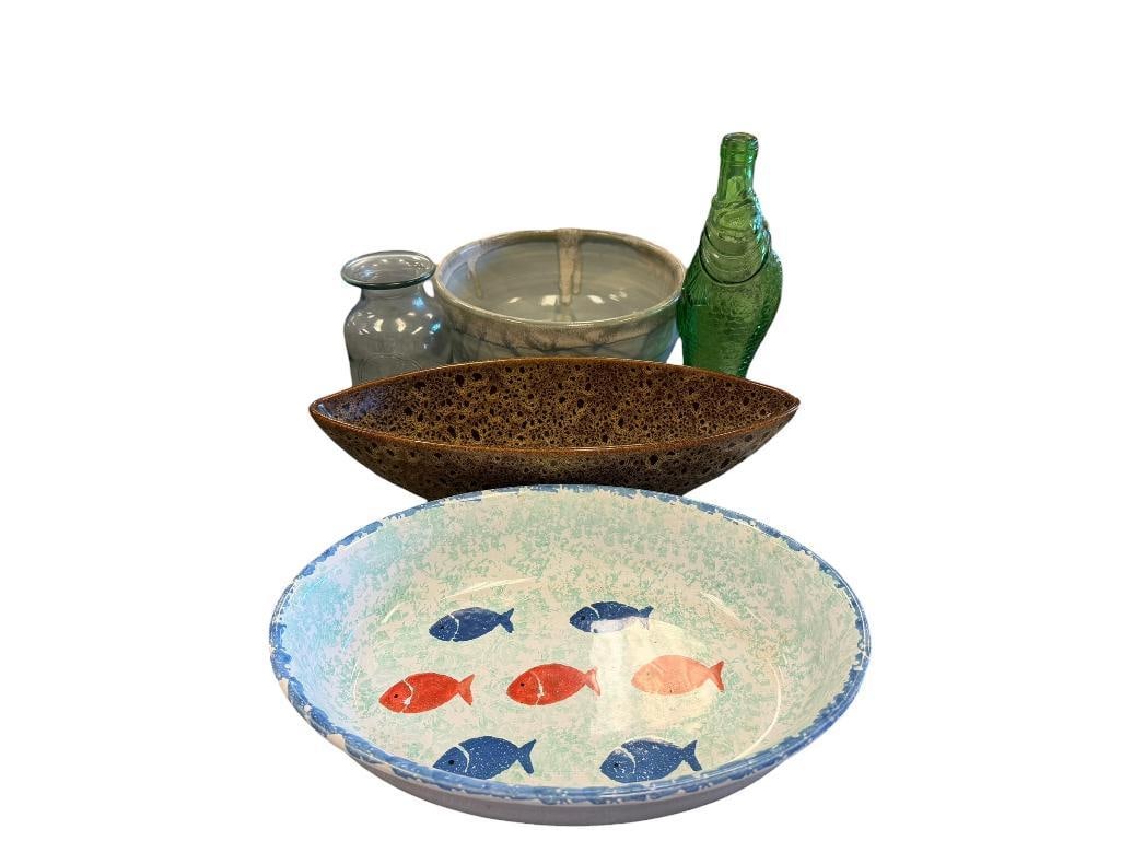 HOME CERAMICS, POTTERY, AND GLASSWARE, FRANCESCA DRIP GLAZE BOWL, ITALIAN BOWL, ETC (1 of 20)
