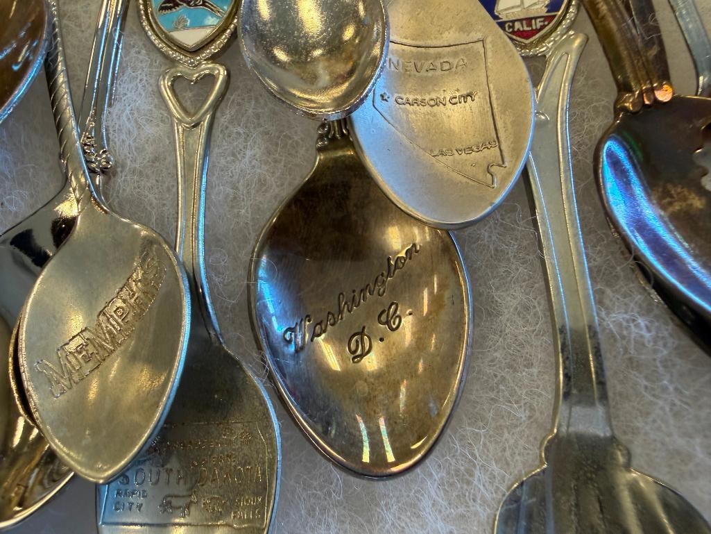 LARGE COLLECTION OF SOUVENIR SPOONS, TEA SPOONS, DEMI SPOONS, ETC. - 10