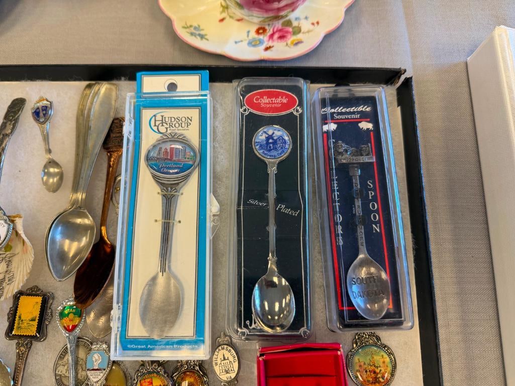 LARGE COLLECTION OF SOUVENIR SPOONS, TEA SPOONS, DEMI SPOONS, ETC. - 12