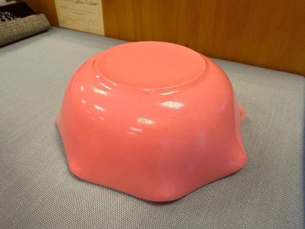 1950'S HAZEL ATLAS RIPPLE CRINOLINE PINK MILK GLASS DINNER SET - 14