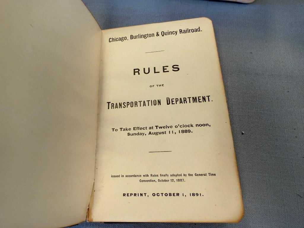 1891 AND 1901 RAILWAY / RAILROAD RULES AND REGULATIONS BOOKS CALIFORNIA NORTHWESTERN AND CB&Q - 8